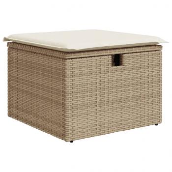 8-tlg. Garten-Sofagarnitur mit Kissen Beige Poly Rattan