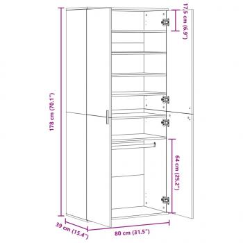 Schuhschrank Schwarz 80×39×178 cm Holzwerkstoff