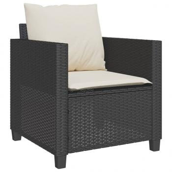 3-tlg. Bistro-Set mit Kissen Schwarz Poly Rattan