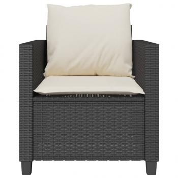 3-tlg. Bistro-Set mit Kissen Schwarz Poly Rattan