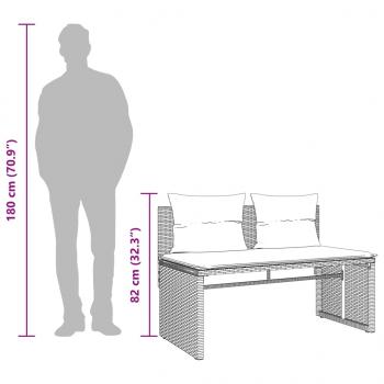 4-tlg. Garten-Sofagarnitur mit Kissen Grau Poly Rattan