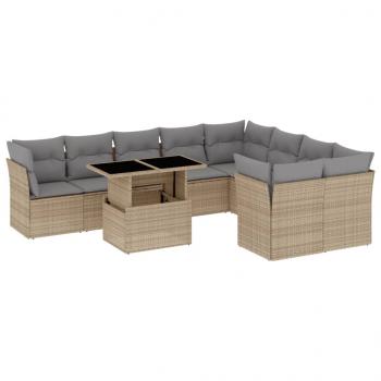 ARDEBO.de - 10-tlg. Garten-Sofagarnitur mit Kissen Beige Poly Rattan