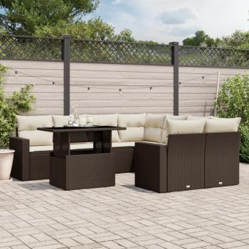 ARDEBO.de - 9-tlg. Garten-Sofagarnitur mit Kissen Braun Poly Rattan