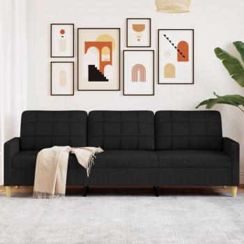 ARDEBO.de - 3-Sitzer-Sofa Schwarz 210 cm Stoff