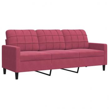 3-Sitzer-Sofa Weinrot 180 cm Samt