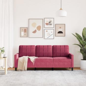 3-Sitzer-Sofa Weinrot 180 cm Samt