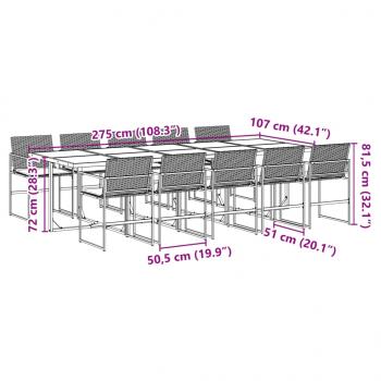 11-tlg. Garten-Essgruppe mit Kissen Schwarz Poly Rattan