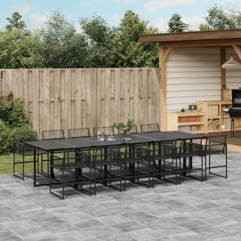 ARDEBO.de - 13-tlg. Garten-Essgruppe Schwarz Poly Rattan