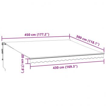 Markise Automatisch Anthrazit und Weiß 450x300 cm