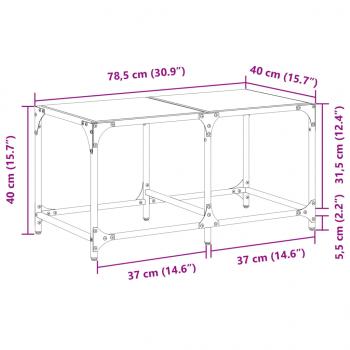 Couchtisch mit Glasplatte Transparent 78,5x40x40 cm Stahl