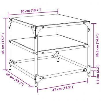 Couchtische mit Glasplatten 2 Stk. Transparent 50x50x45cm Stahl