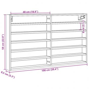 Vitrinenschrank Braun Eichen-Optik 100x8,5x58 cm Holzwerkstoff