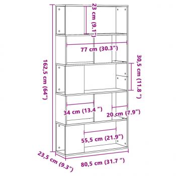 Bücherregal 5 Böden Weiß 80,5x23,5x162,5 cm Holzwerkstoff