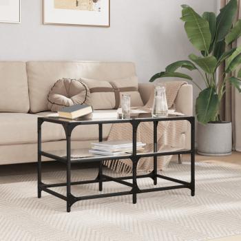 ARDEBO.de - Couchtisch mit Glasplatte Schwarz 78,5x40x45 cm Stahl