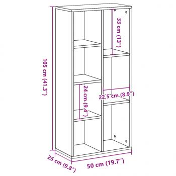 Bücherregal Schwarz 50x25x105 cm Holzwerkstoff