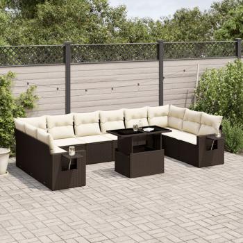 ARDEBO.de - 11-tlg. Garten-Sofagarnitur mit Kissen Braun Poly Rattan