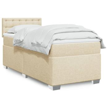 ARDEBO.de - Boxspringbett mit Matratze Creme 90x200 cm Stoff