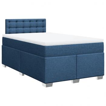 Boxspringbett mit Matratze Blau 120x200 cm Stoff