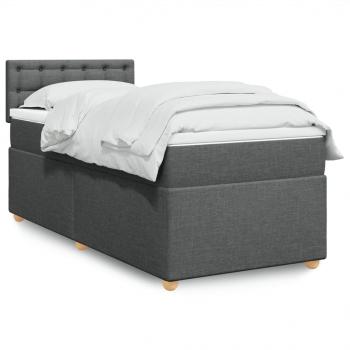 ARDEBO.de - Boxspringbett mit Matratze Dunkelgrau 90x190 cm Stoff