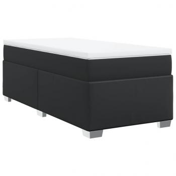 Boxspringbett mit Matratze Schwarz 90x200 cm Kunstleder