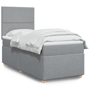 ARDEBO.de - Boxspringbett mit Matratze Hellgrau 90x190 cm Stoff