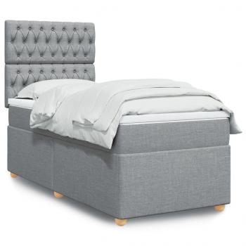 ARDEBO.de - Boxspringbett mit Matratze Hellgrau 90x190 cm Stoff