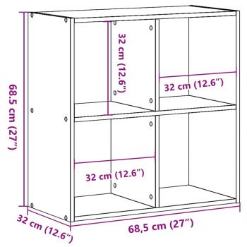 Bücherregal Betongrau 68,5x32x68,5 cm Holzwerkstoff