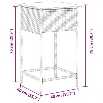 Garten-Barhocker mit Kissen 2 Stk. Hellgrau Poly Rattan