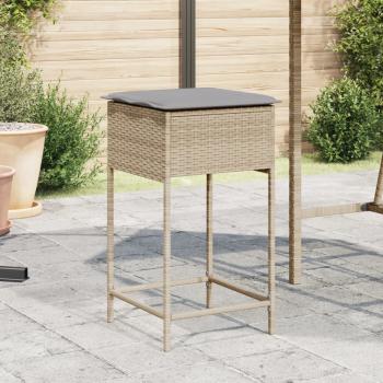 ARDEBO.de - Garten-Barhocker mit Kissen 2 Stk. Beige Poly Rattan