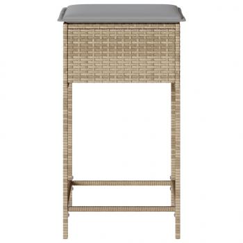 Garten-Barhocker mit Kissen 2 Stk. Beige Poly Rattan