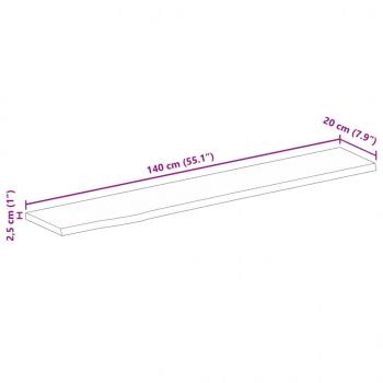 Tischplatte 140x20x2,5 cm Baumkante Massivholz Raues Mangoholz