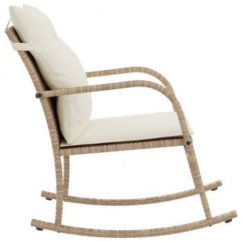 Garten-Schaukelstuhl mit Kissen Beige Poly Rattan