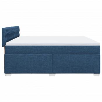 Boxspringbett mit Matratze Blau 200x200 cm Stoff