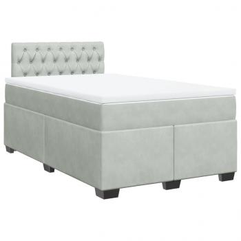 Boxspringbett mit Matratze Hellgrau 120x200 cm Samt