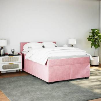 Boxspringbett mit Matratze Rosa 140x190 cm Samt