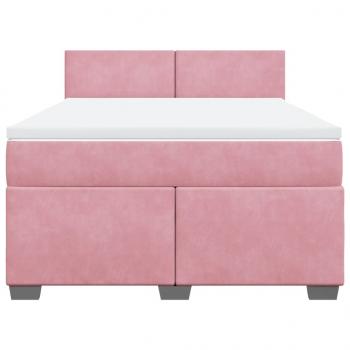 Boxspringbett mit Matratze Rosa 140x190 cm Samt