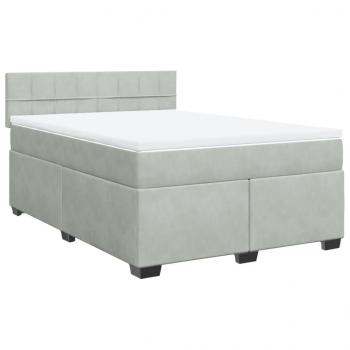 Boxspringbett mit Matratze Hellgrau 140x200 cm Samt