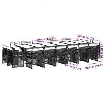 17-tlg. Garten-Essgruppe mit Kissen Hellgrau Poly Rattan