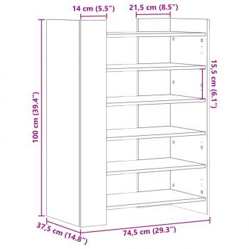 Schuhschrank Grau Sonoma 74,5x37,5x100 cm Holzwerkstoff