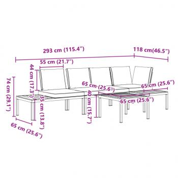 4-tlg. Garten-Sofagarnitur mit Kissen Schwarz Aluminium