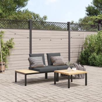 ARDEBO.de - 3-tlg. Garten-Sofagarnitur mit Kissen Schwarz Aluminium