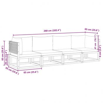 4-tlg. Garten-Sofagarnitur mit Kissen Massivholz Akazie