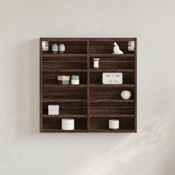 ARDEBO.de - Vitrinenschrank Braun Eichen-Optik 60x8,5x58 cm Holzwerkstoff