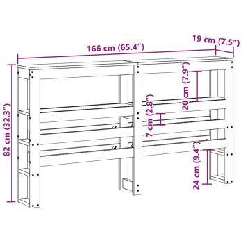 Kopfteil mit Ablagen Weiß 160 cm Massivholz Kiefer