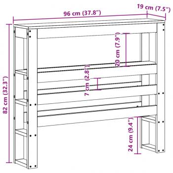 Kopfteil mit Ablagen Wachsbraun 90 cm Massivholz Kiefer