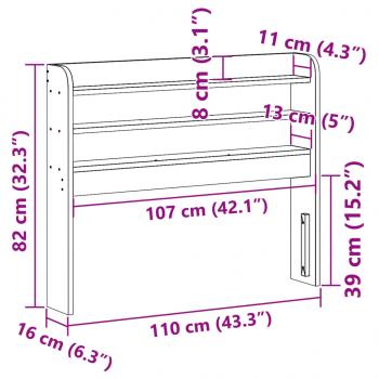 Kopfteil mit Ablagen Wachsbraun 100 cm Massivholz Kiefer