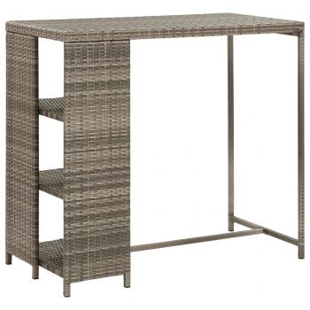 5-tlg. Gartenbar-Set mit Kissen Grau Poly Rattan