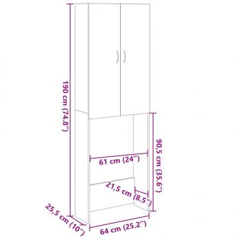 Waschmaschinenschrank Sonoma-Eiche 64x25,5x190 cm