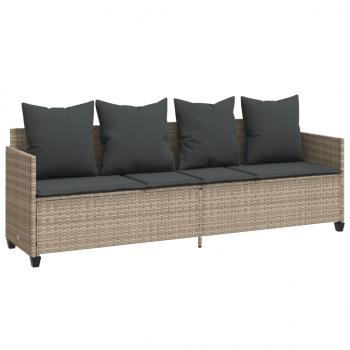 5-tlg. Garten-Sofagarnitur mit Kissen Hellgrau Poly Rattan