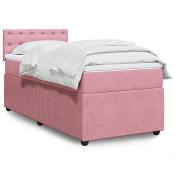 ARDEBO.de - Boxspringbett mit Matratze Rosa 100x200 cm Samt